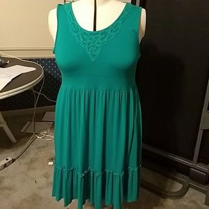 Bright kelly green lace detail dress